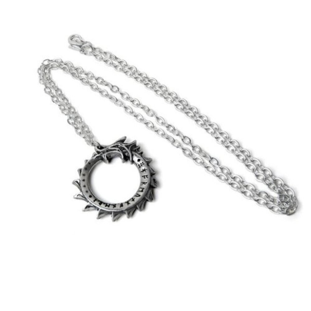 Alchemy Gothic ✦ Mini Jormungand Serpent Pendant ✦ Pewter Coil Norse Viking NWT